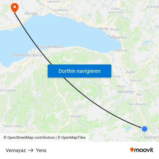 Vernayaz to Yens map