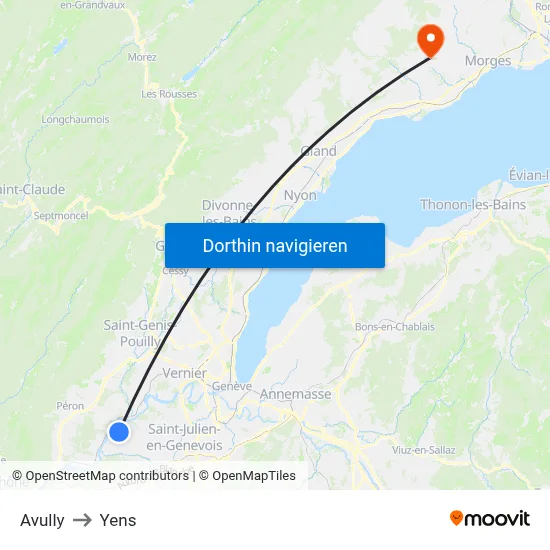 Avully to Yens map