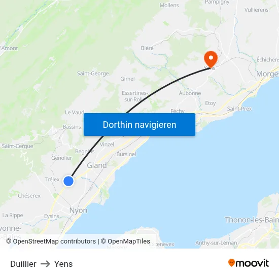 Duillier to Yens map