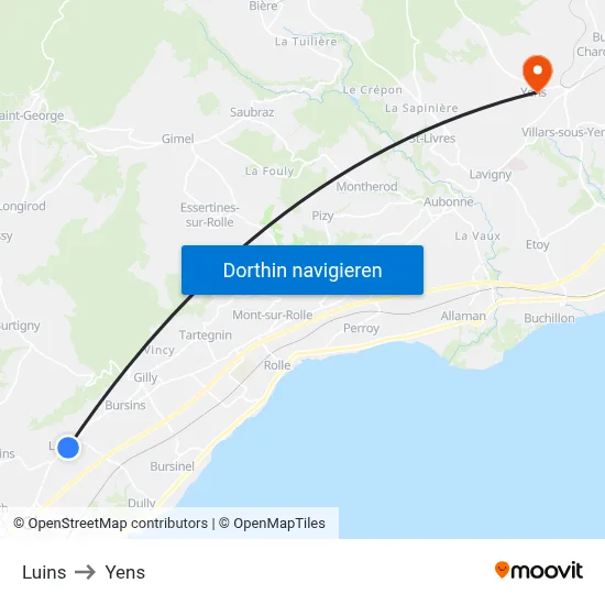 Luins to Yens map
