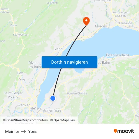 Meinier to Yens map