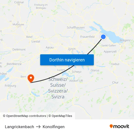 Langrickenbach to Konolfingen map