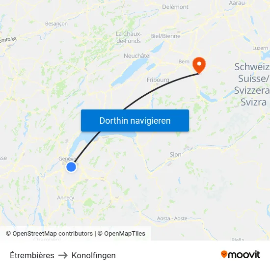 Étrembières to Konolfingen map