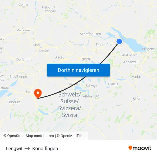 Lengwil to Konolfingen map