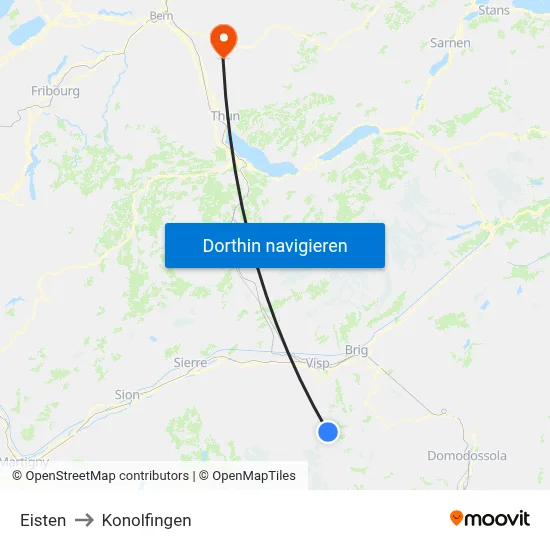 Eisten to Konolfingen map