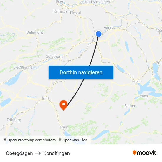Obergösgen to Konolfingen map