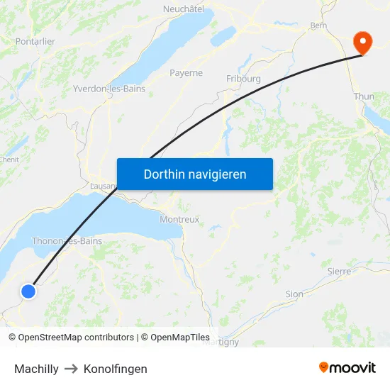 Machilly to Konolfingen map