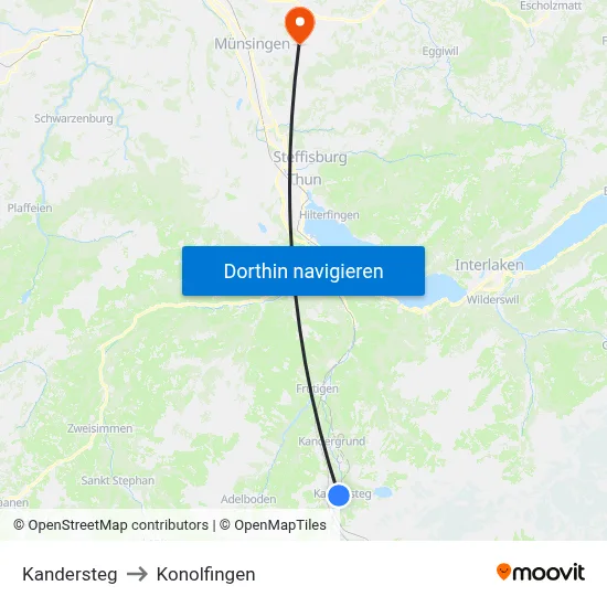 Kandersteg to Konolfingen map