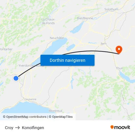 Croy to Konolfingen map