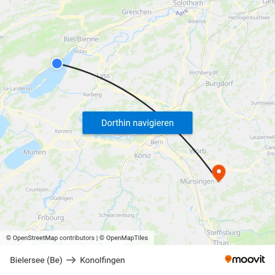 Bielersee (Be) to Konolfingen map