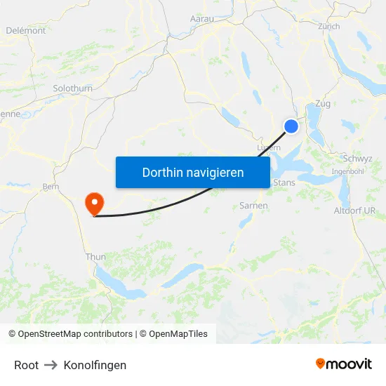 Root to Konolfingen map