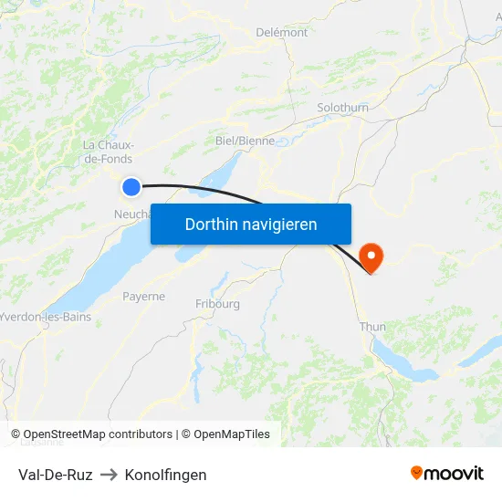 Val-De-Ruz to Konolfingen map