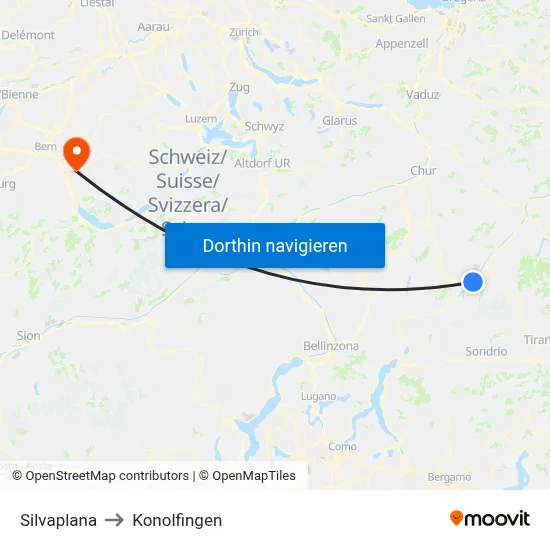 Silvaplana to Konolfingen map