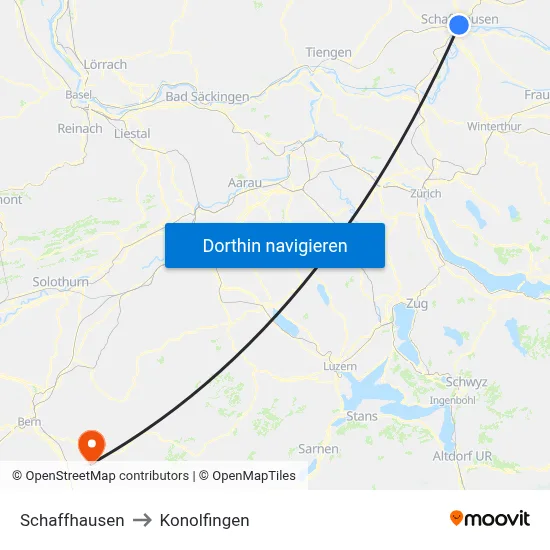 Schaffhausen to Konolfingen map