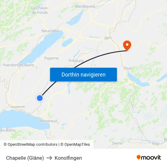 Chapelle (Glâne) to Konolfingen map
