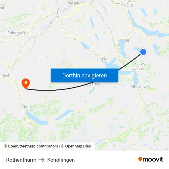 Rothenthurm to Konolfingen map