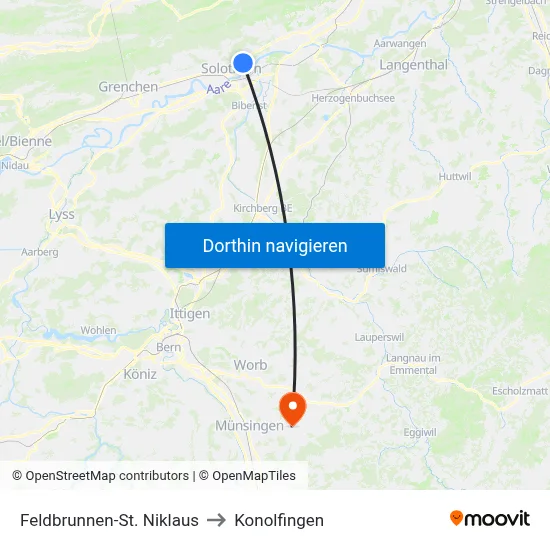 Feldbrunnen-St. Niklaus to Konolfingen map