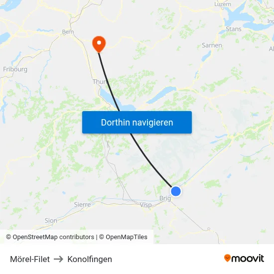 Mörel-Filet to Konolfingen map