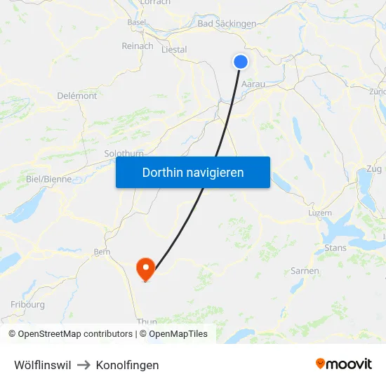 Wölflinswil to Konolfingen map