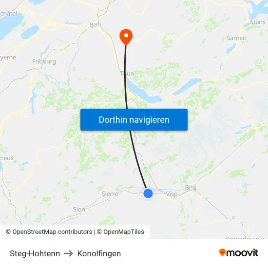 Steg-Hohtenn to Konolfingen map