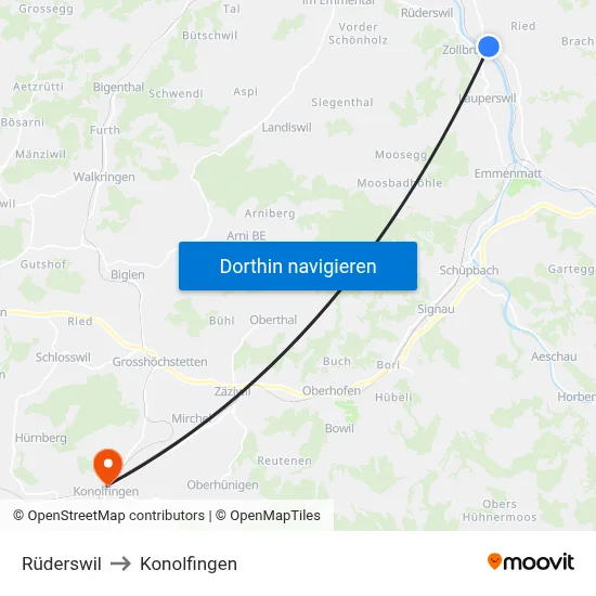 Rüderswil to Konolfingen map