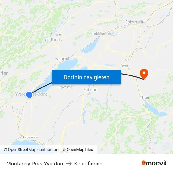 Montagny-Près-Yverdon to Konolfingen map