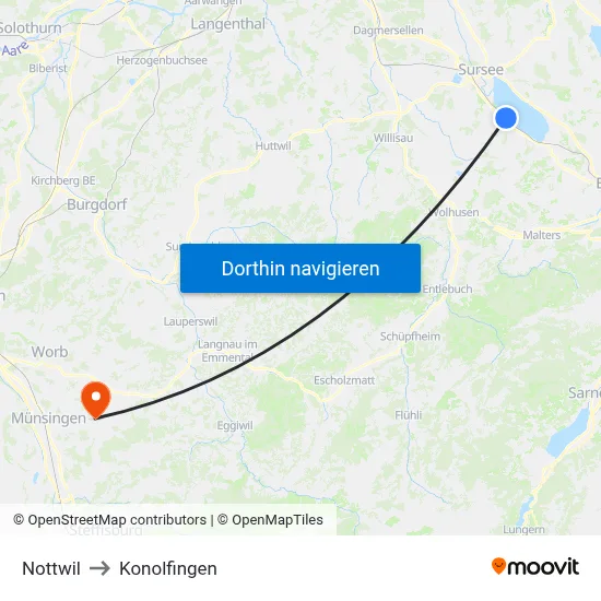 Nottwil to Konolfingen map