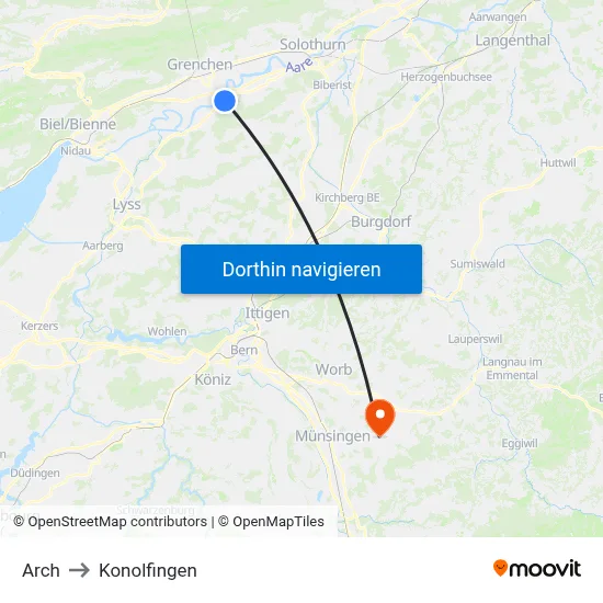 Arch to Konolfingen map