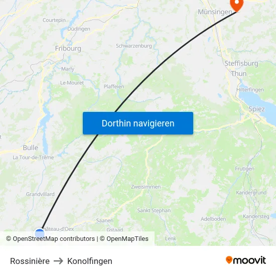 Rossinière to Konolfingen map