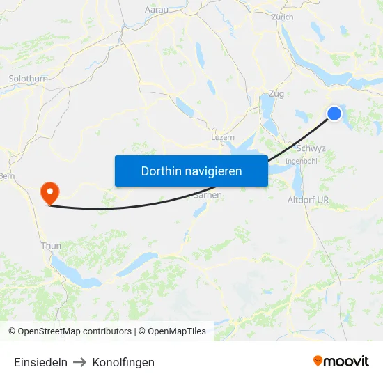 Einsiedeln to Konolfingen map