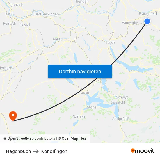 Hagenbuch to Konolfingen map