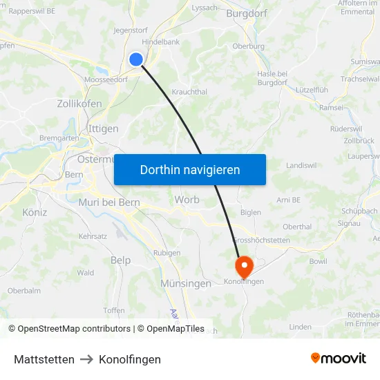 Mattstetten to Konolfingen map