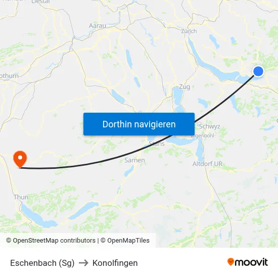 Eschenbach (Sg) to Konolfingen map