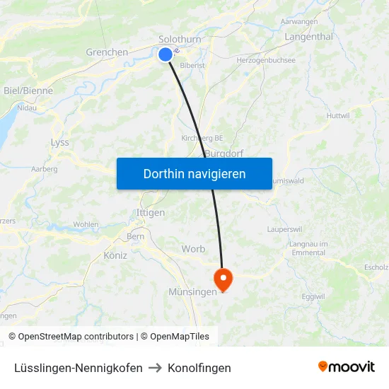 Lüsslingen-Nennigkofen to Konolfingen map