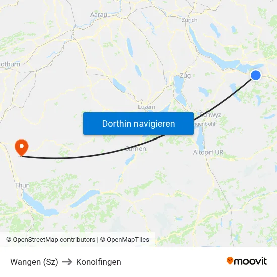 Wangen (Sz) to Konolfingen map