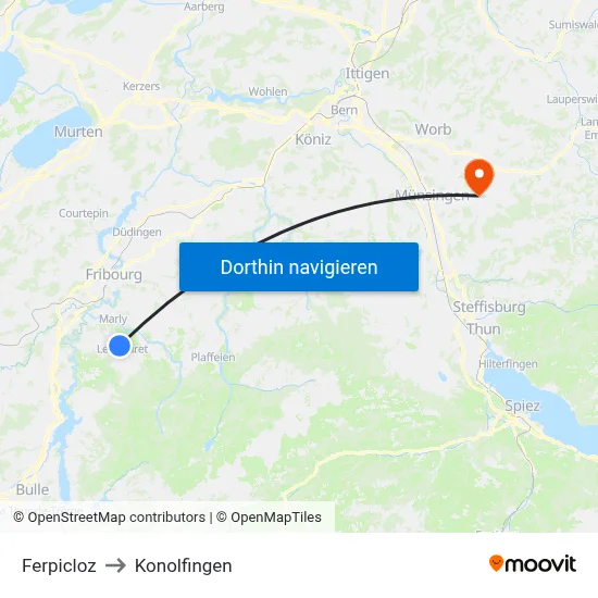 Ferpicloz to Konolfingen map