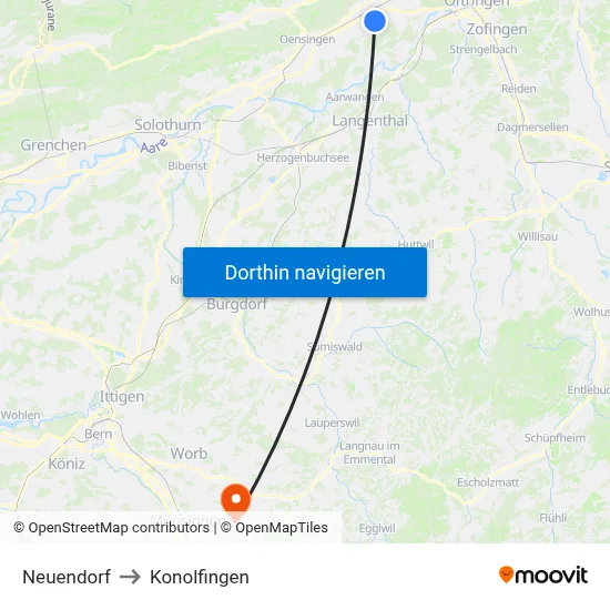 Neuendorf to Konolfingen map