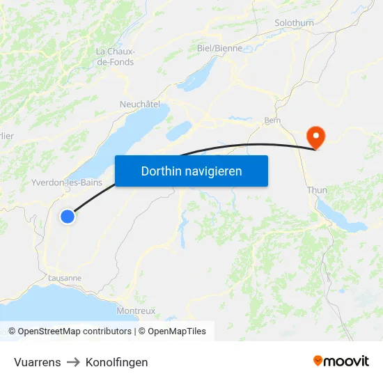 Vuarrens to Konolfingen map
