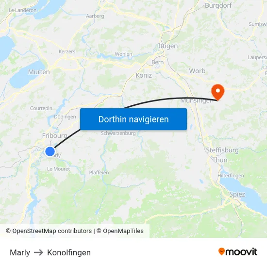 Marly to Konolfingen map