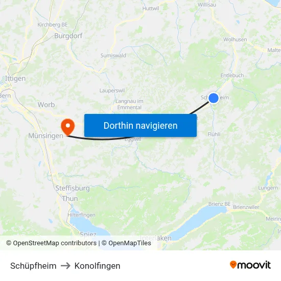 Schüpfheim to Konolfingen map