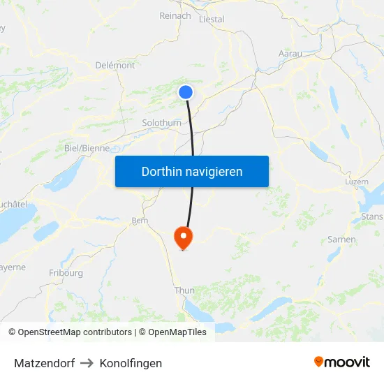 Matzendorf to Konolfingen map