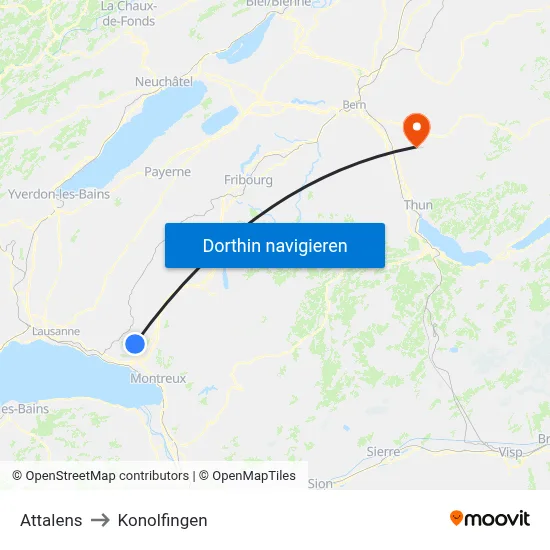 Attalens to Konolfingen map