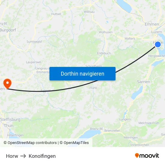 Horw to Konolfingen map