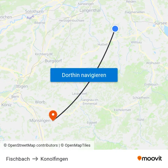 Fischbach to Konolfingen map