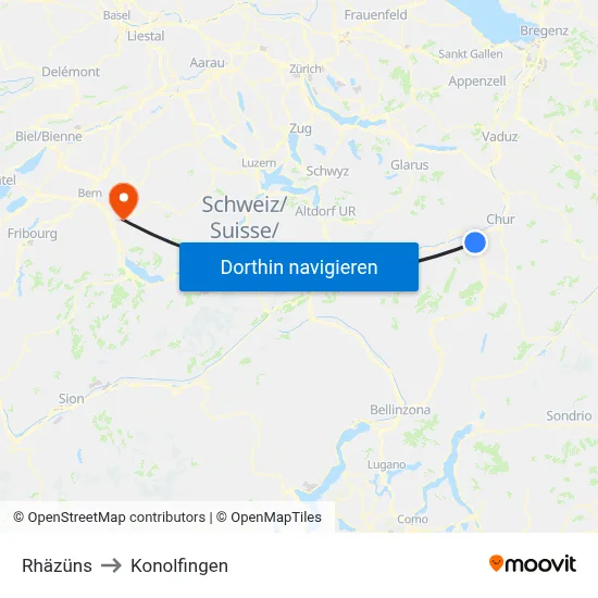 Rhäzüns to Konolfingen map