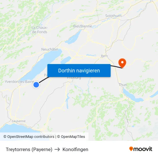 Treytorrens (Payerne) to Konolfingen map