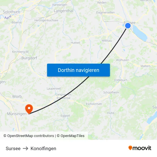 Sursee to Konolfingen map