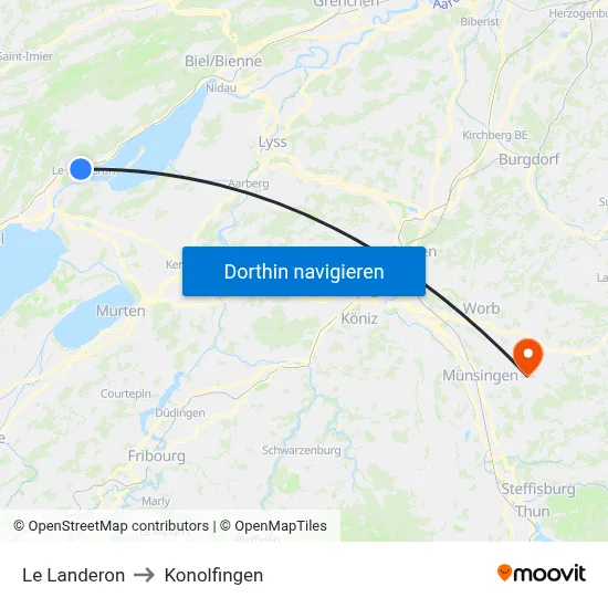 Le Landeron to Konolfingen map