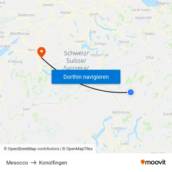 Mesocco to Konolfingen map