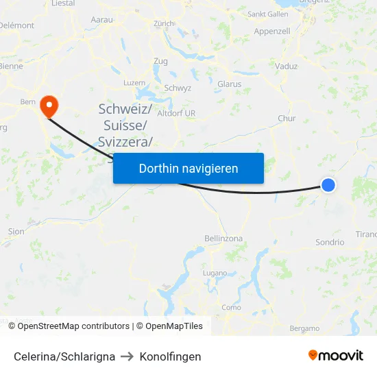 Celerina/Schlarigna to Konolfingen map